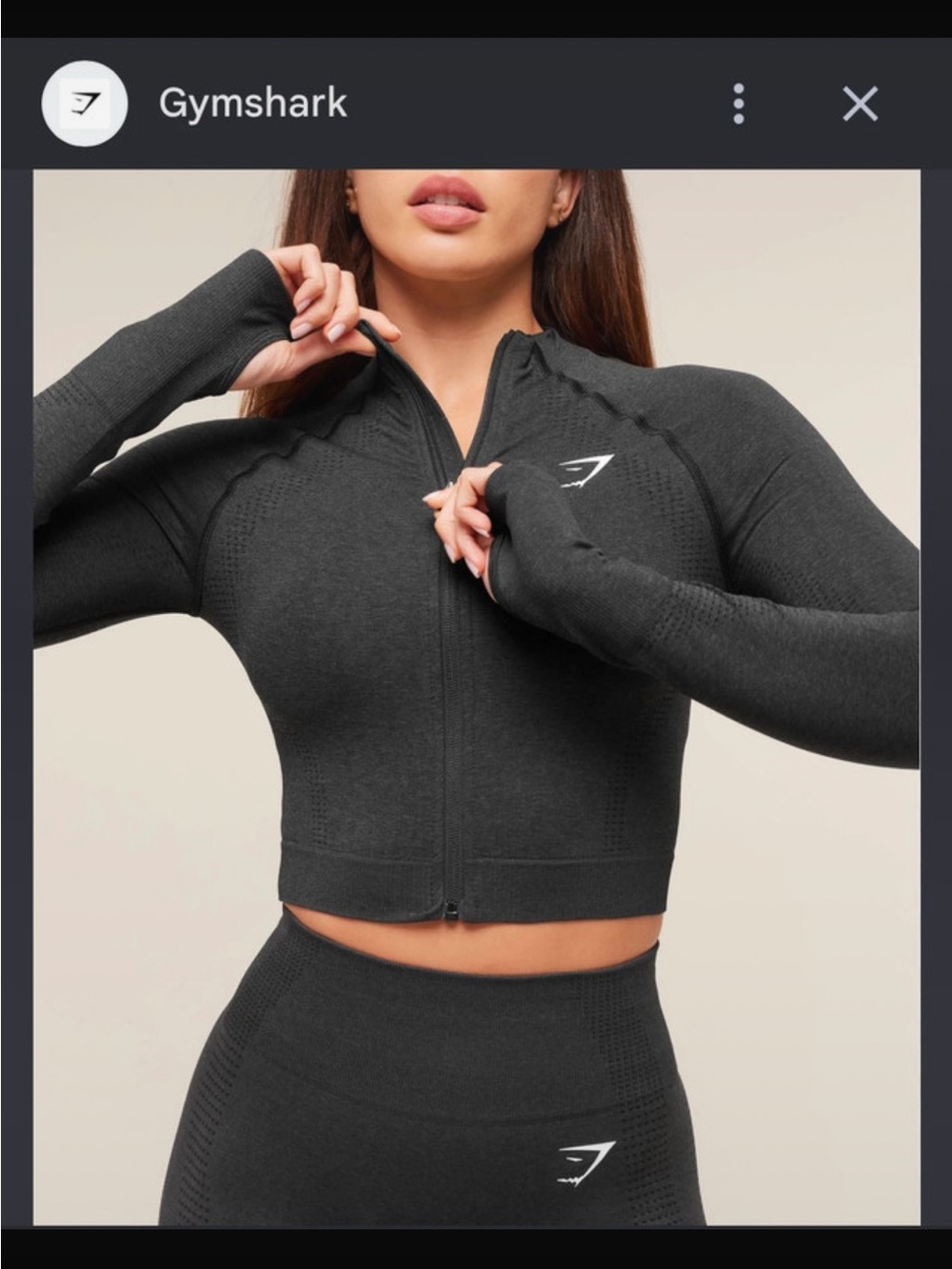NWOT - Gymshark- Cropped zip up size small